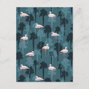 Carte Postale Flamants roses Pastel En Turquoise