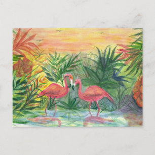 Carte Postale Flamants roses roses Floride Art