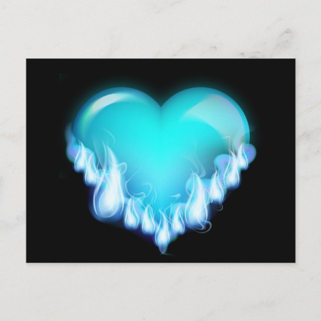 CARTE POSTALE FLAMINANT BLEU GLACE COEUR AMOUREUX DOEETHEARTS FL (Devant)
