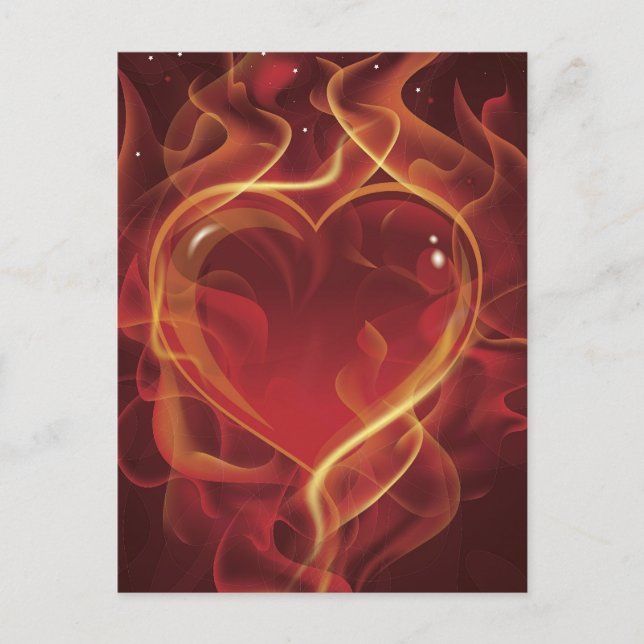 Carte Postale FlamingFlamingHeart feu d'amour rouge foncé flamme (Devant)