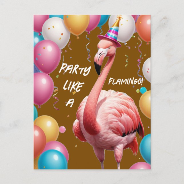 Carte Postale Flamingle & Feast – Surprise d'anniversaire drôle  (Devant)