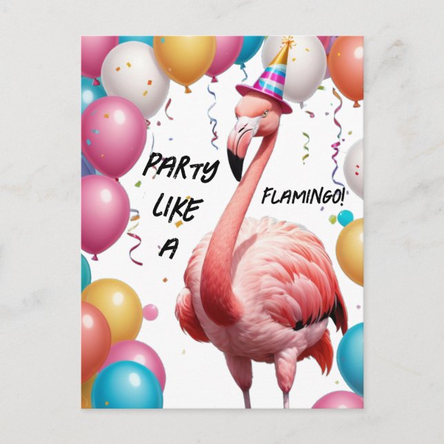Carte Postale Flamingle & Festin – Joyeux Anniversaire Surprise  (Devant)