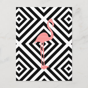 Carte Postale Flamingo - abstract geometric pattern - rose.