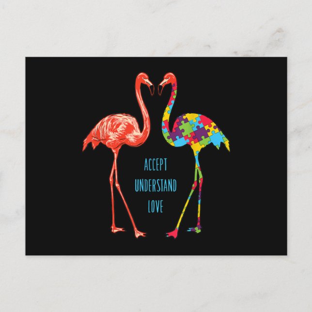 Carte Postale Flamingo | Accepter Comprendre Aimer l'Autisme Fla (Devant)