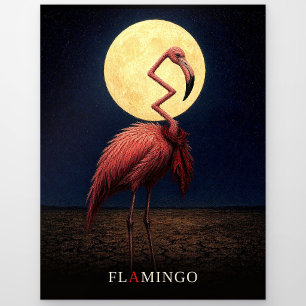 Carte Postale Flamingo Cravate gothique Surréaliste