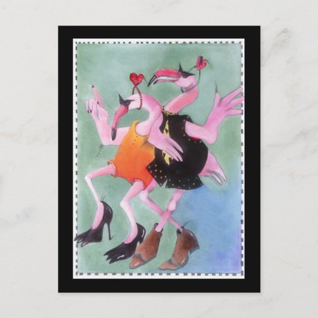 Carte Postale Flamingo Dance (Devant)