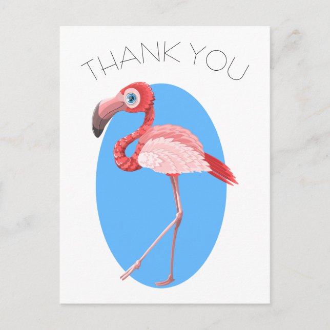 Carte Postale Flamingo de dessin animé Merci (Devant)