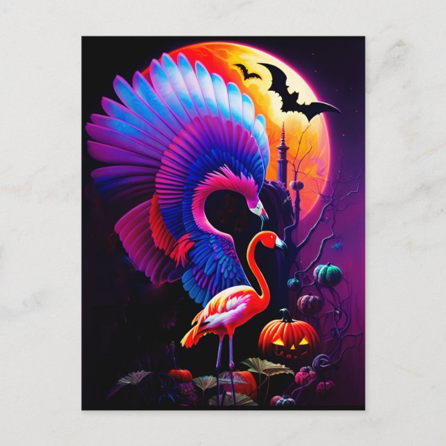 Carte Postale Flamingo Halloween Horreur Étrange (Devant)