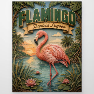 Carte Postale Flamingo Tropical Lagoon POPCUT