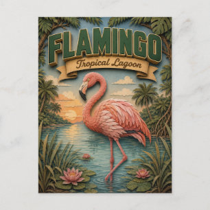 Carte Postale Flamingo Tropical Lagoon POPCUT