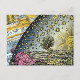 Carte Postale Flammarion coloré gravure Le soleil et l'étoile