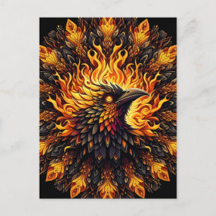Carte Postale Flamme Phoenix Circulaire Graphique