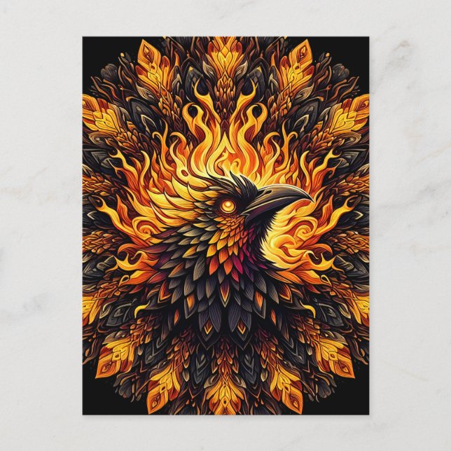 Carte Postale Flamme Phoenix Circulaire Graphique (Devant)