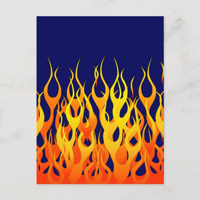 Carte Postale Flammes de course classique feu sur Décor bleu mar (Devant)