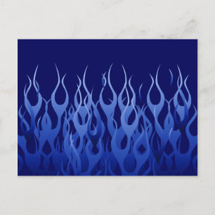 Carte Postale Flammes de course cool Blue Automotive