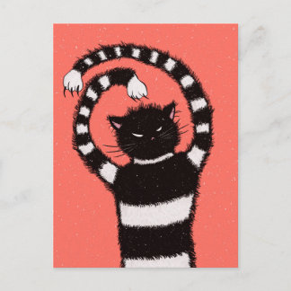 Carte Postale Flammes de neige de l'hiver du chat malin