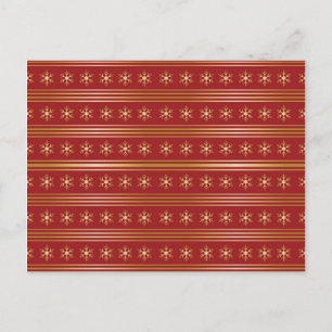 Carte Postale Flammes de neige en or sur le motif de Noël rouge
