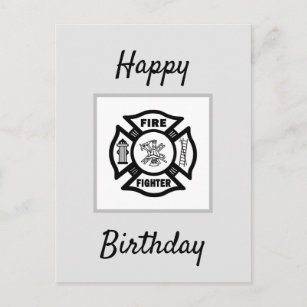 Carte Postale Flammes de pompiers Joyeux anniversaire