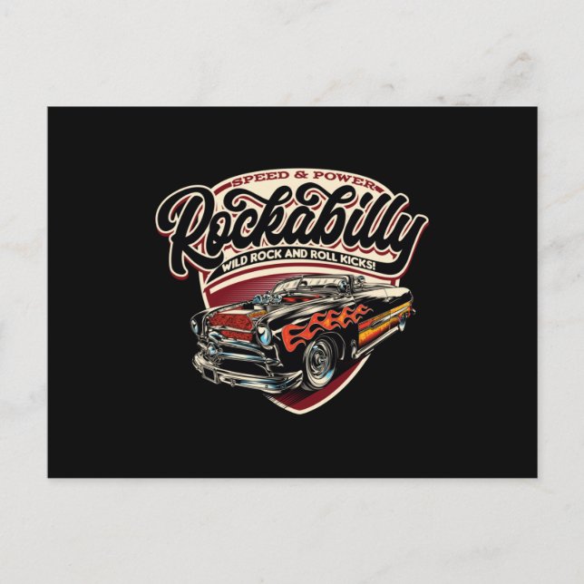 Carte Postale Flammes de vitesse Rockabilly Hotrod - neg (Devant)