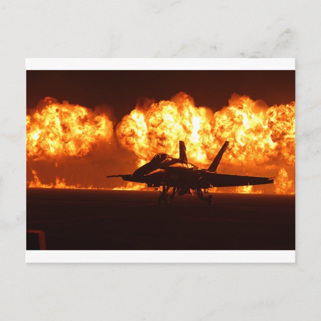 Carte Postale Flammes Jet Fighter (Devant)