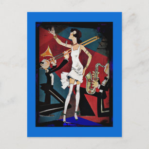 Carte Postale Flapper dans un groupe de jazz