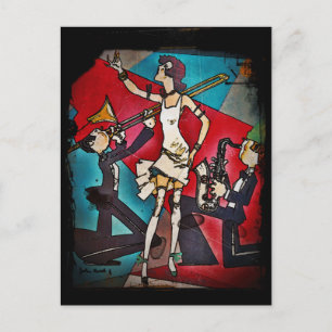 Carte Postale Flapper dans un groupe de jazz