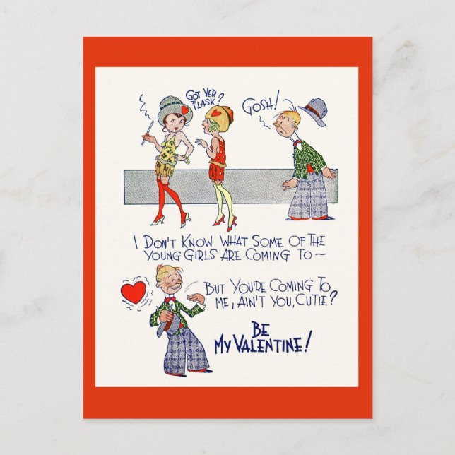 Carte postale Flapper Valentine vintage des années (Devant)