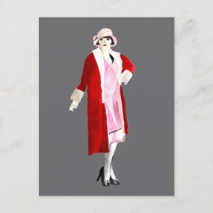 Carte Postale Flapper vintage fashion lady roaring twenties