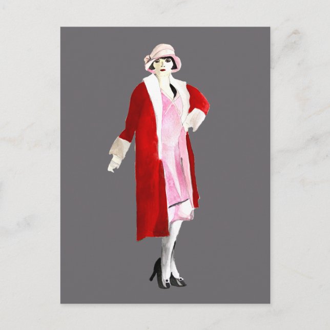 Carte Postale Flapper vintage fashion lady roaring twenties (Devant)