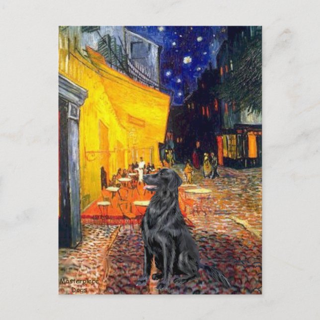 Carte Postale Flat Coated Retriever 1 - Terrasse du Café (Devant)