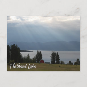 Carte Postale Flathead Lac Montana avec Montagnes Arbres Grange