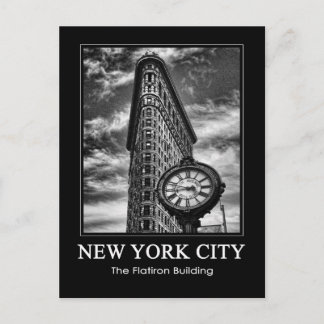 Carte Postale Flatiron Building et horloge en noir et blanc 1C