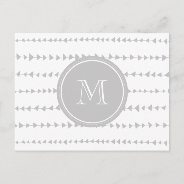 Carte Postale Flèches aztèques gris blanc Monogramme (Devant)