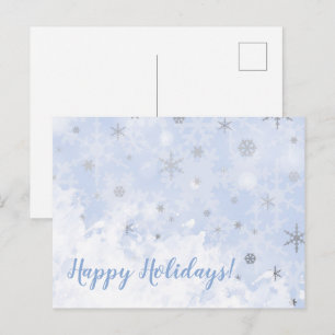 Carte Postale Flèches de neige faux métal sur couleur bleu bébé 