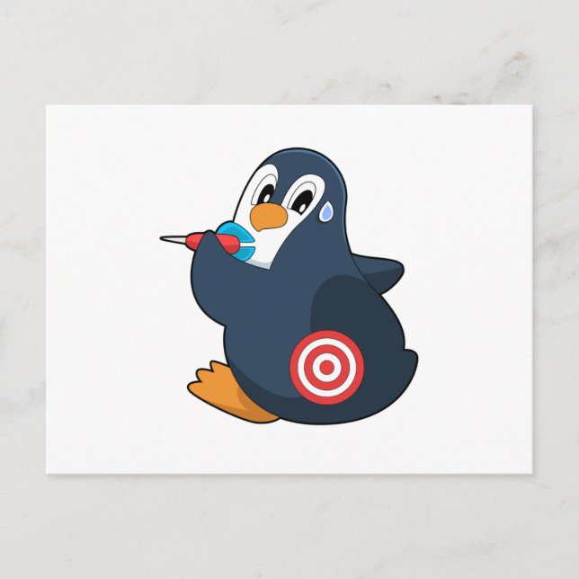Carte Postale Fléchettes de pingouin fléchette cible de fléchett (Devant)