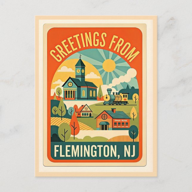Carte Postale Flemington NJ Comté de Hunterdon Rétro (Devant)