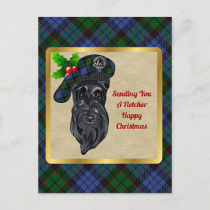 Carte Postale Fletcher Clan Badge & Tartan Christmas