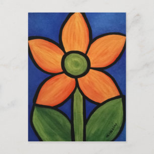 Carte Postale Fleur abstraite bleue orange
