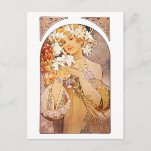Carte Postale Fleur Alphonse Mucha