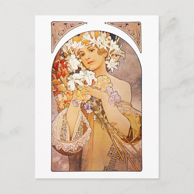 Carte Postale Fleur Alphonse Mucha (Devant)