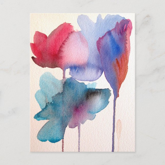 Carte Postale Fleur aquarelle design floral moderne (Devant)