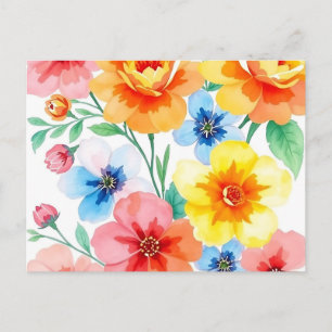 Carte Postale Fleur aquarelle lumineuse et gaie