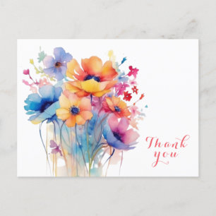 Carte Postale Fleur aquarelle merci