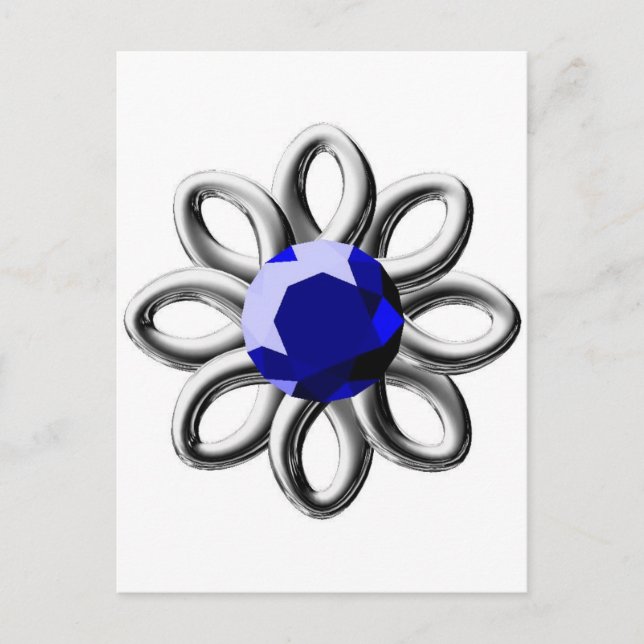 Carte Postale Fleur argentée en pierre bleue (Devant)