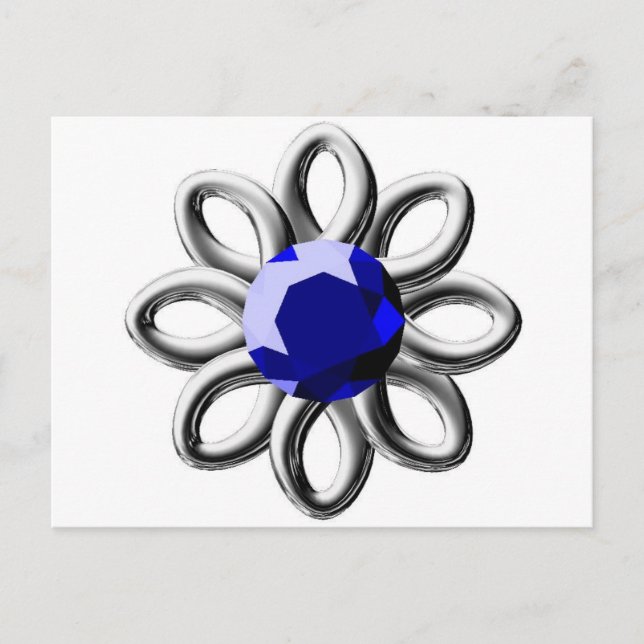 Carte Postale Fleur argentée en pierre bleue (Devant)