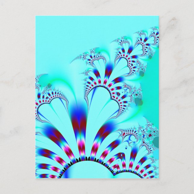 Carte Postale Fleur · Art de fractale · Turquoise (Devant)