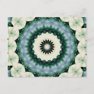 Carte Postale Fleur blanche et mandala bleu céruléen