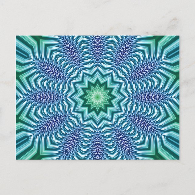 Carte Postale Fleur Bleu Et Étoile Verte (Devant)