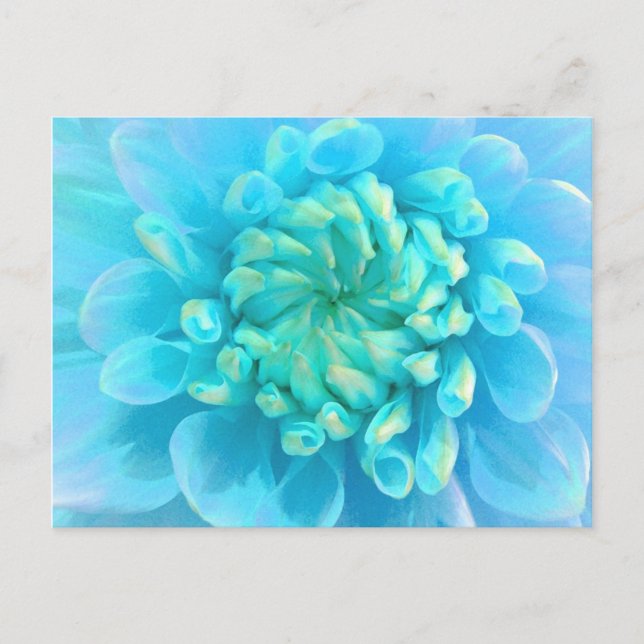 Carte Postale Fleur bleu turquoise en aquarelle (Devant)