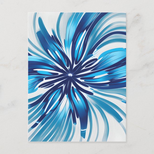 Carte Postale Fleur bleue Abstraite Art déco (Devant)